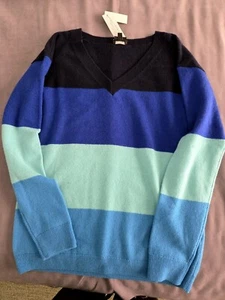 Pullover Talbots Cashmere Cuello en V Nuevo con Etiquetas Talla XS Azul Color Bloque Nuevo con Etiquetas $189 - Imagen 1 de 6