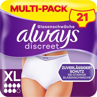 Always Discreet Inkontinenz Höschen XL Plus Auslaufschutz geruchsneutral 21 St.