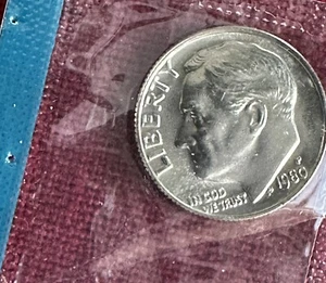 1980-P Roosevelt Dime 10c Coin GEM BU- In Original Mint Cello - Picture 1 of 10