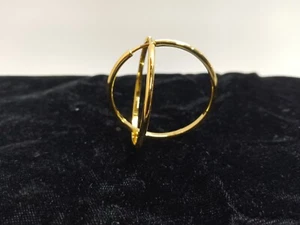 Sandra Redd Gold Hoop Earrings 14K Gold Plated Large Hinged Huggie 40 mm - Picture 1 of 10