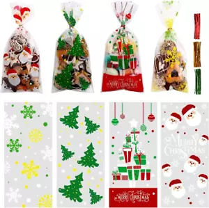 20 Christmas Birthday Party Twist Tie Cello Cellophane Bags for Gifts Sweets etc - Picture 1 of 11