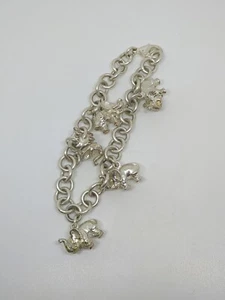 Sterling Silver 925 Elephant Bracelet 8" - Picture 1 of 7