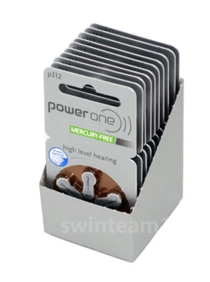 PowerOne Hearing Aid Batteries Size 312 Expire 2026 FREE Battery Caddy - Image 1 of 2