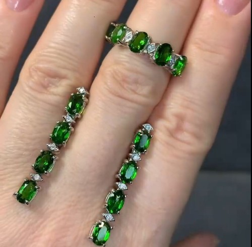 VETEMENTS Set gioielli smeraldo naturale con topazio bianco regalo in argento sterling 925