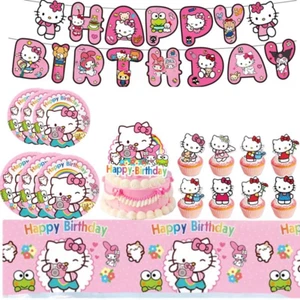 Hello Kitty Party Supplies Balloons Plates Banner Kids Birthday Decorations - Picture 1 of 32