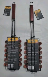 Char Broil Non-Stick Barbecue Grilling Basket Grill Hot Dogs Sausages Set Of 2 - Picture 1 of 15