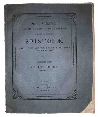 1847, 1st, SIMONIS GRYNAEI CLARISSIMI QUONDAM ACADEMIAE, SWITZERLAND, RELIGION - Image 1 of 4