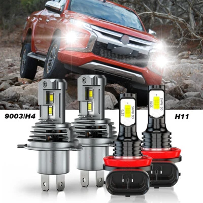 For Mitsubishi L200 2008-2019 Combo 4x LED Headlight + Fog Light Bulbs 6000K - Image 1 of 4