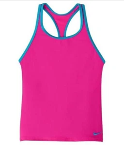 Nike Girl's Swimwear Tankini Top Solid Racerback Sport Laser Fuchsia, Medium - Picture 1 of 2