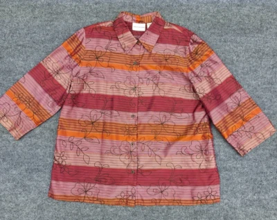 Camisa Top Alfred Dunner Mujer Talla 16 Botones Frontales Multicolor Floral Mezcla Seda Foto 1 de 4