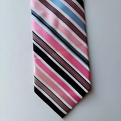 Alexander Julian Colours Men's Tie Pink Multicolor Stripe 100% Silk Necktie - Image 1 of 4