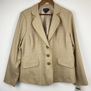 Pendleton size 16 Women’s Tan Beige 100% Virgin Wool Button Up Blazer Jacket NWT - Picture 1 of 8