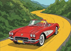 1963 Corvette C1 on a country road print / artwork - Picture 1 of 1