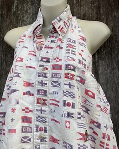 Vintage 90s Tommy Hilfiger AOP Nautical Flag Print Custom Cooking Apron Women’s - Picture 1 of 5
