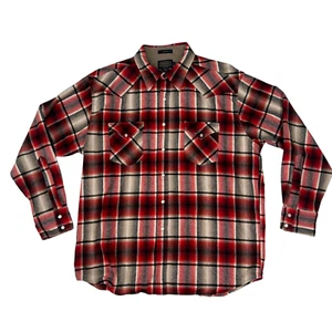 Pendleton Canyon Mens Sz XL Shirt Western Wear Red Plaid Virgin Wool Pearl Snap - Picture 1 of 13