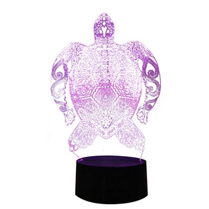 3D Sea Turtles 7-Color Charging LED Illusion Night Light Touch Switch Kid Gift E - Picture 1 of 17