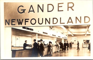 NEWFOUNDLAND, CANADA - GANDER AIRPORT TERMINAL - OLD REAL PHOTO POSTCARD - Picture 1 of 2