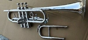 BEST OFFER !!C TRUMPET STUDENTS New NICKEL PLATE Bb Trumpet C Free Case+M/P - Picture 1 of 7