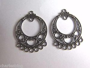 2 X BALI 925 Sterling Silver Filigree Chandelier Earring Findings Connector 33mm - Picture 1 of 1