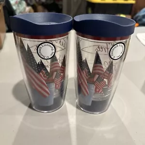 Set of 2 Tervis 16oz Tumblers Hallmark “Land of the Free. Home of The Brave” - Picture 1 of 4