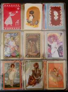 9 Vintage Künstler Schild NN Mutter-Junges Eskimo Mädchen/Hund/Hühner Tausch Spielkarten - Bild 1 von 1