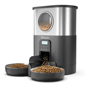 Alimentador Automático para Gatos para Dos Gatos,Alimentador de Mascotas de Acero Inoxidable 5L para Gatos y... - Imagen 1 de 7