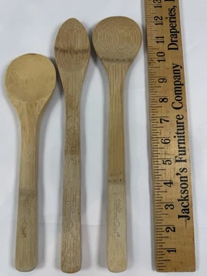 Pampered Chef Wooden Cooking Spoons Bamboo Wood Lot of 3 - Image 1 of 4