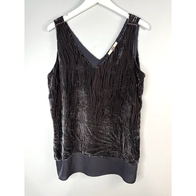 E3 By Etcetera Sz 14 Blue Gray Velvet Silk Tank V-Neck Evening Elegant - Image 1 of 4