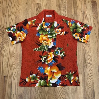 Vintage Penney's Hawaii Button Up Short Sleeve Shirt Fits Men's Large Floral Vtg - Image 1 of 4