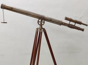 Antique Brass Telescope With Tripod Stand - Home Decor Free expedited shipping - Picture 1 of 12
