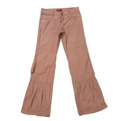Pantalones cargo Emo Mallgoth Goth Union Bay rosa tiro bajo pierna acampanada años 2000 Y2K Foto 1 de 4