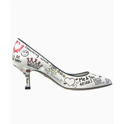 Dolce & Gabbana Lori Graffiti Murals Print Pumps Black White 36.5 - Image 1 of 4