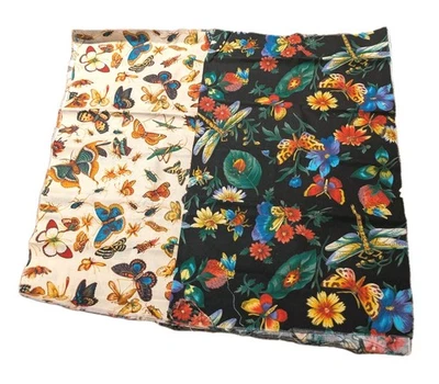 Butterflies Moths Bees Insects Cotton Fabric Quilters Craft Lot Black Ivory - Image 1 of 4