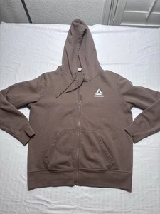 REEBOK Womens Zip Up Hooded Sweater Zip Up Brown Size Small - Picture 1 of 11
