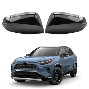 Gloss Black Exterior Side Wing Mirror Cover Cap Casing For 2019-2023 Toyota RAV4 - Picture 1 of 12