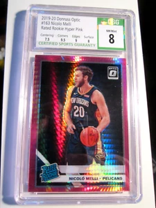 2019 NICOLO MELLI DONRUS HYPER PINK BASKETBALL CARD 163 CSG GRADED 8 BBA4 - Picture 1 of 2