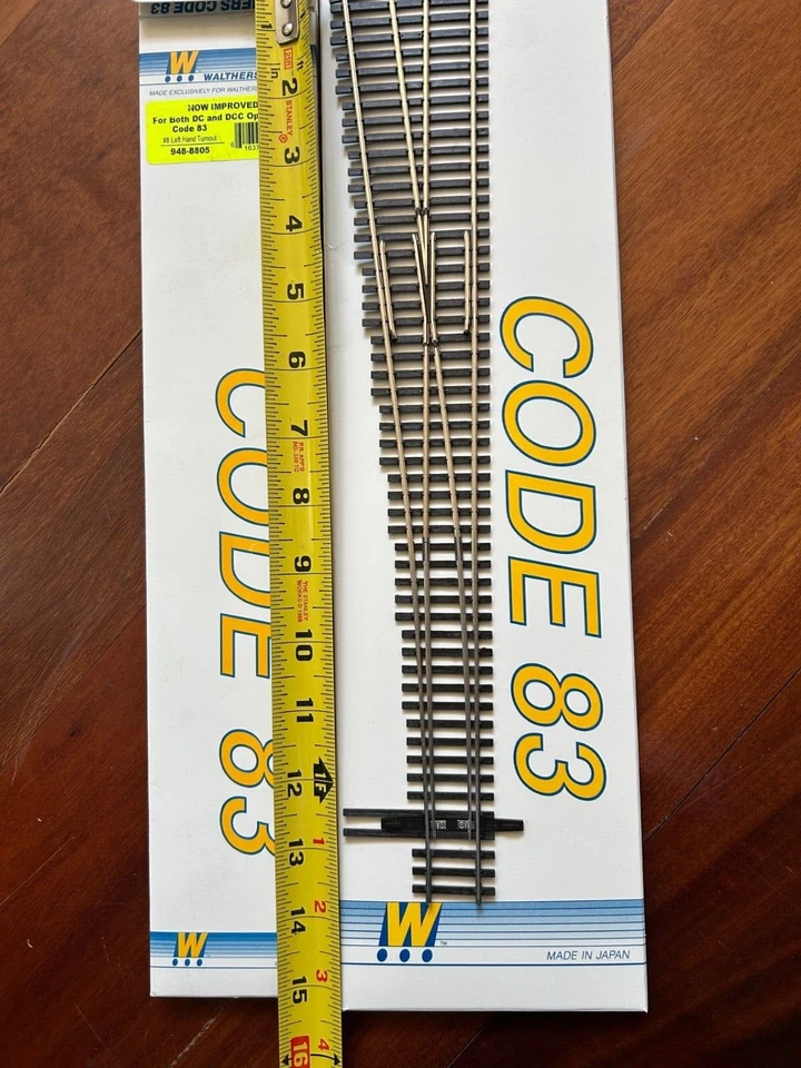 #8 LEFT HAND TURNOUT - CODE 83 -NS Rail HO SCALE - "DCC FRIENDLY " -RTR NEW OOP - Image 1 of 4