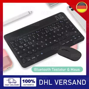 Bluetooth Tastatur Kabellos Keyboard Inkl. Maus für PC Handy Tablet Universal DE - Bild 1 von 51