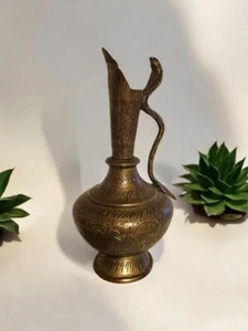 Vintage Indian Brass Cobra Handle Jug vase (1950s) - Picture 1 of 10