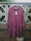 Primark New With Tags Size 12 Burgundy And White Spot Shirt Dress
