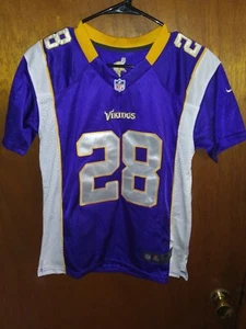 MINNESOTA VIKINGS ADRIAN PETERSON #28 NIKE ON FIELD STITCHED JERSEY YOUTH MEDIUM - Picture 1 of 9