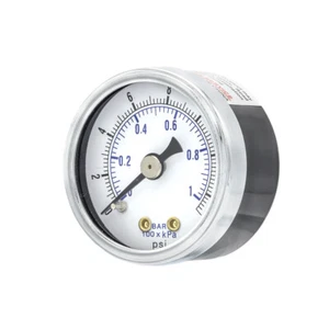 Dry Center Back Mount Pressure Gauge with 1.5" Dial, 0-15 PSI, 1/8" Male NPT - Picture 1 of 8