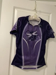 PRIMAL-sz M-Purples-Short Sleeve Polyester DRAGONFLY Print Cycle Jersey Top-Zip - Picture 1 of 4