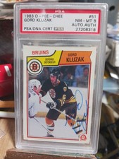 1983 O Pee Chee Gord Kluzak RC Auto Hockey PSA 8