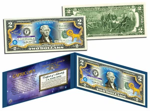 CAPRICORN - Astrological Sign Zodiac Genuine Legal Tender U.S. $2 Bill - Picture 1 of 3