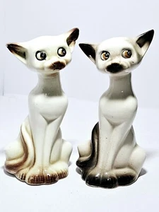 Vintage Japanese Siamese Kitty Cats Porcelain Figurines (Pair) 5"H MCM - Picture 1 of 15