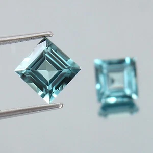 AAA 6 MM Tormalina Indicolite Naturale Principessa Sciolta Taglio Pietra Preziosa Coppia Abbinata - Foto 1 di 4