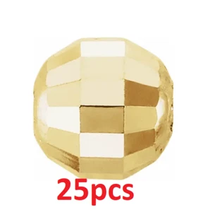 (25) 2mm **TINY** 14K SOLID Yellow Gold Mirror Beveled Diamond Cut Round Beads - Picture 1 of 3