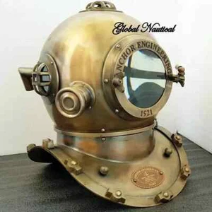 Antiguo casco de buceo vintage de 18 pulgadas de mar profundo 1921 ingeniería de anclaje - Imagen 1 de 6