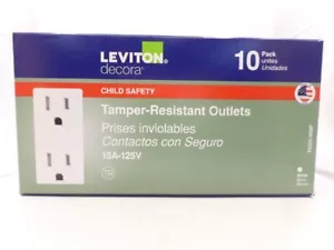 LEVITON M22-T5325 DECORA 15A TAMPER-RESISTANT DUPLEX OUTLET WHITE 10-PACK SEALED - Picture 1 of 2